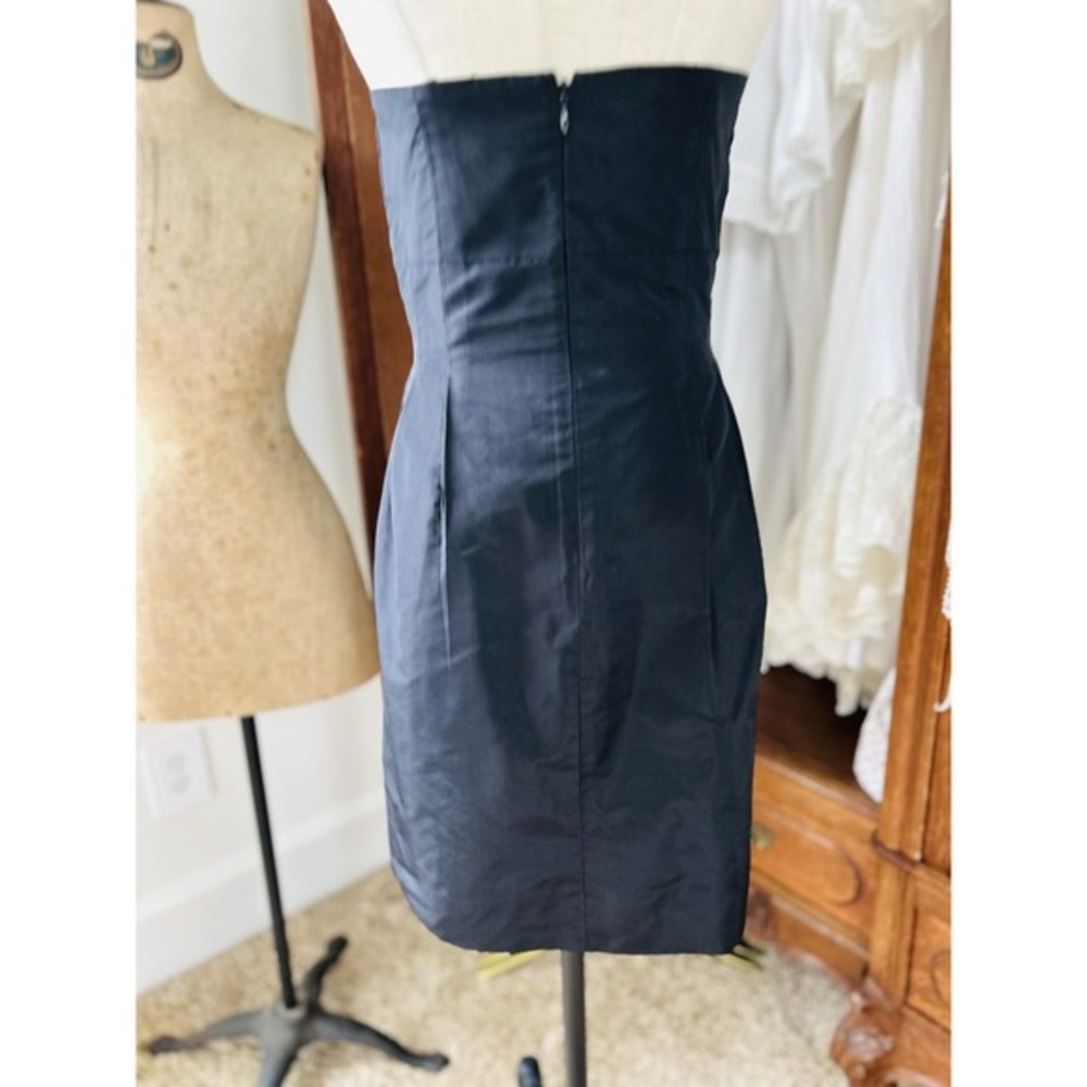 J.CREW Black Bow Monde Silk STRAPLESS DRESS Twist Knot Accent Fitted‎ NWT sz 2p - Picture 6 of 9